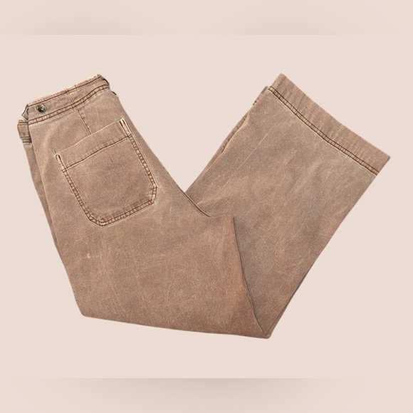 Old Navy High rise Wide-Leg Cropped Pants size 6 color Espresso Bark‎ - Picture 2 of 13